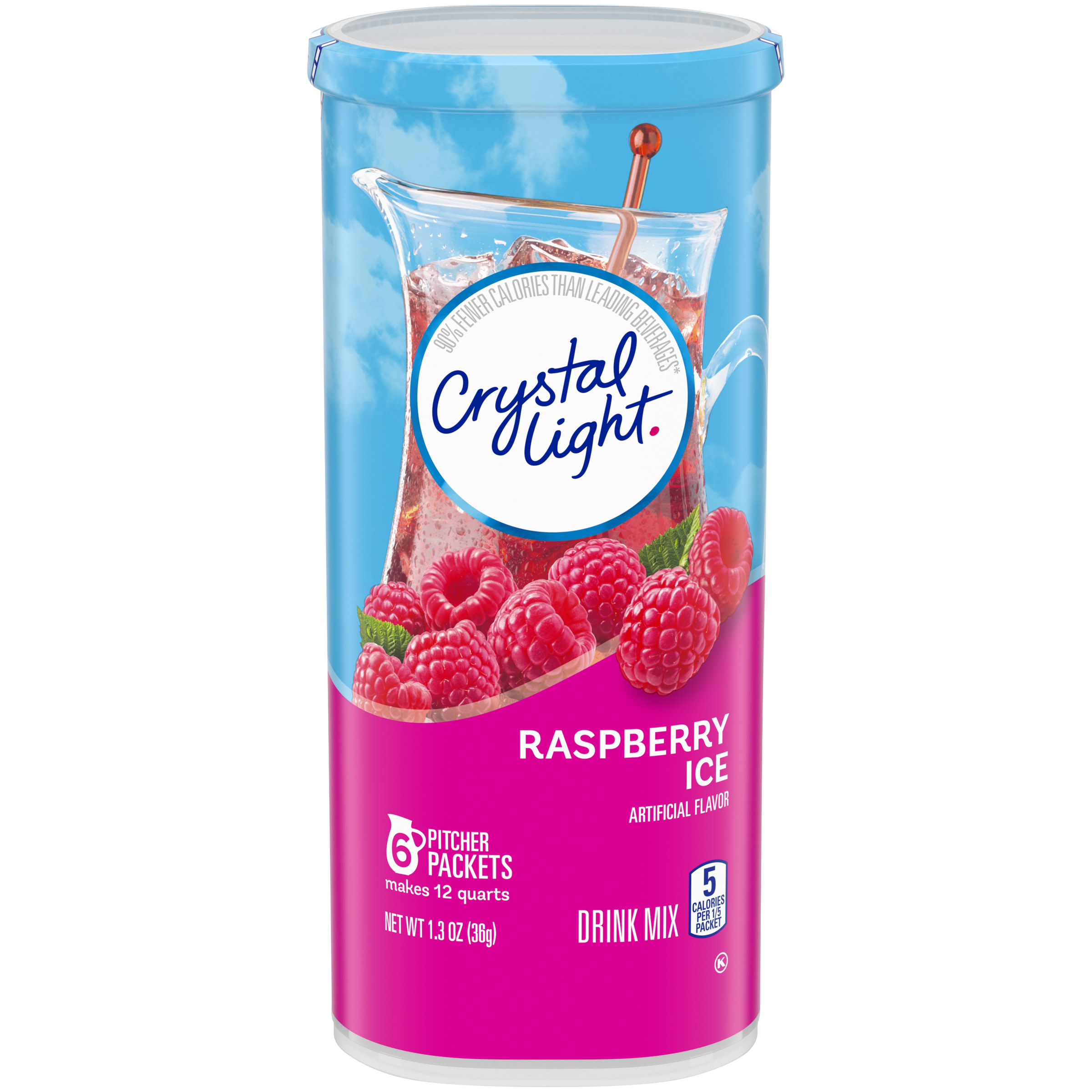 Crystal Light Raspberry Ice Powdered Drink Mix, Caffeine Free, 1.3 oz