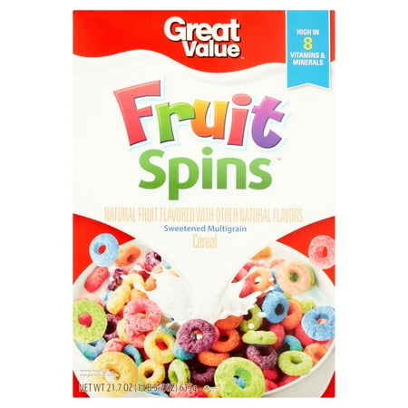 (3 Pack) Great Value Multi-Grain Breakfast Cereal, Fruit Spins, 21.7 Oz