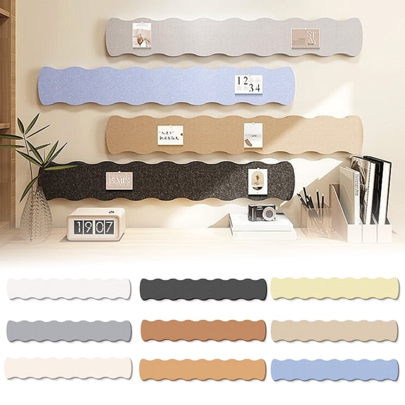 Fimosne Scalloped Felt Pin Bulletin Board Bar Strips Self-Adhesive Felt Cork Board Strips for Office School Home Wall Decor Stickers Memos Schedules Photos Display