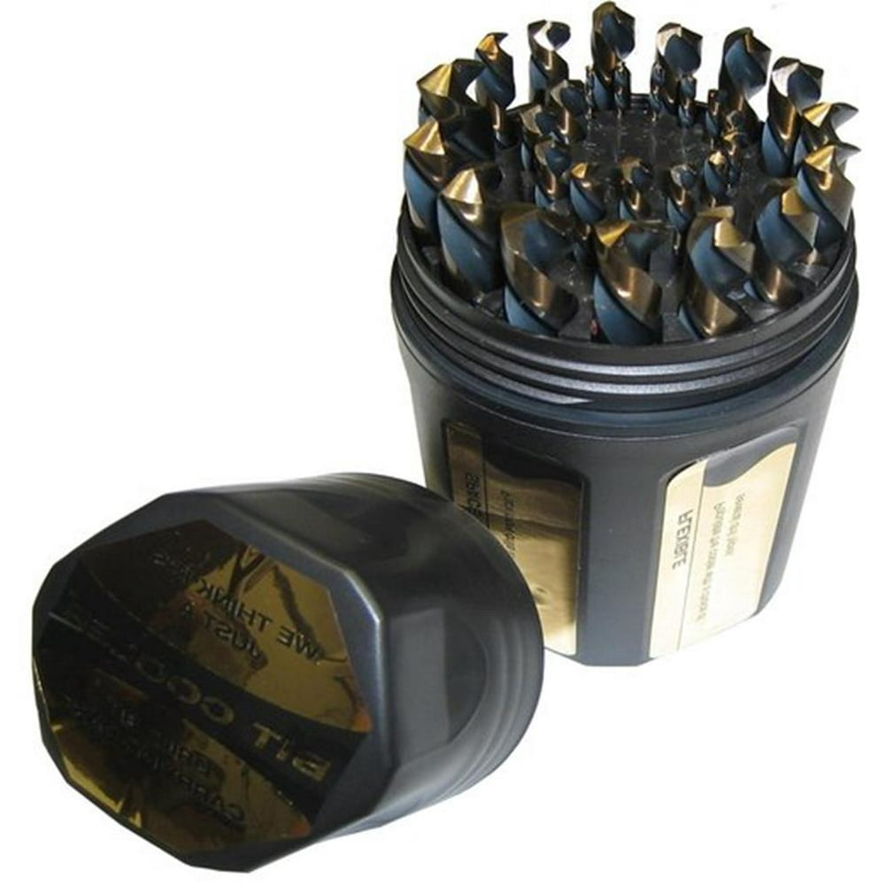 1/16"1/2"x64ths Black and Gold Drill Bit Set, Plastic Case, Qualtech