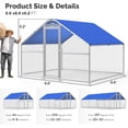 thumbnail image 6 of Sino Luban Metal Large Chicken Coop Run for 8 Chickens/Ducks, Chicken Runs for Yard with Waterproof Cover, Chicken Enclosure Chicken Pen Outdoor, Walk-in Poultry Cage (Upgrade wall Support Brace), 6 of 8