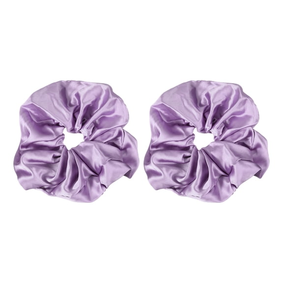 Uxcell 2 Pcs Satin Hair Scrunchies, Solid Hair Ties Soft Fabric Scrunchies Ponytail Holders for Women Girls Different Hairstyles, Wedding Party Gifts, Purple