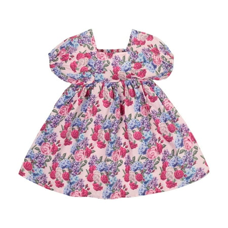 

Toddler Girl Dress Puff Sleeve Summer Floral Print Lace Light Sun Of Casual Skirt Toddler Girls Size 3 Years