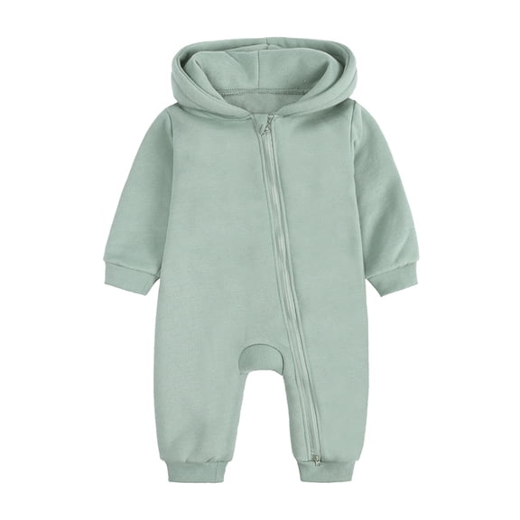 Mercatoo Baby Dinosaur Jumpsuit Infant Ear Hooded Snowsuit Toddler Boy Girl Long Sleeve Bunting Bodysuit Winter Solid Jumpsuits