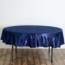 Efavormart 90 Inch Satin Round Tablecloth, Washable Linen Table Cover, Decorative Silky Fabric for Wedding, Party, Banquet Events - Navy Blue