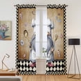 thumbnail image 2 of Kitchen Curtains 84 Inch Length 2 Panels, Vintage Gnomes Grommets Window Treatment Curtain, Black White Checkered Retro Art Thermal Curtains Drapes for Living Room/Bathroom, 2 of 9