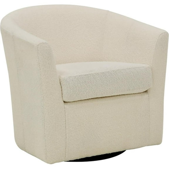 Fox Hill Trading Windsor 19"H Traditional Fabric Swivel Club Chair in Off White