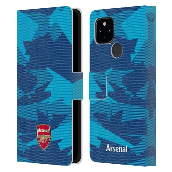 Head Case Designs Officially Licensed Arsenal FC Crest and Gunners Logo Geometric Blue Leather Book Wallet Case Cover Compatible with Google Pixel 4a 5G