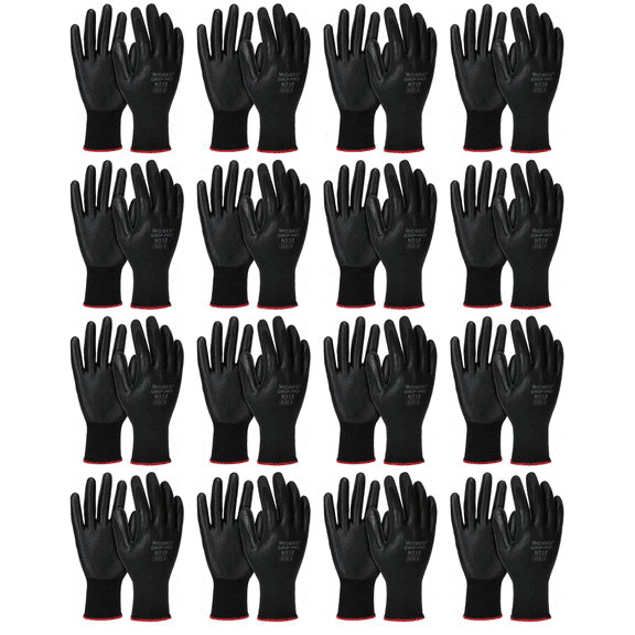 Men's Size 8 Black Nitrile Gardening Gloves with Oil-Resistant, Breathable, Wear-Resistant Features by Works Grip-Pro, 12 Pairs