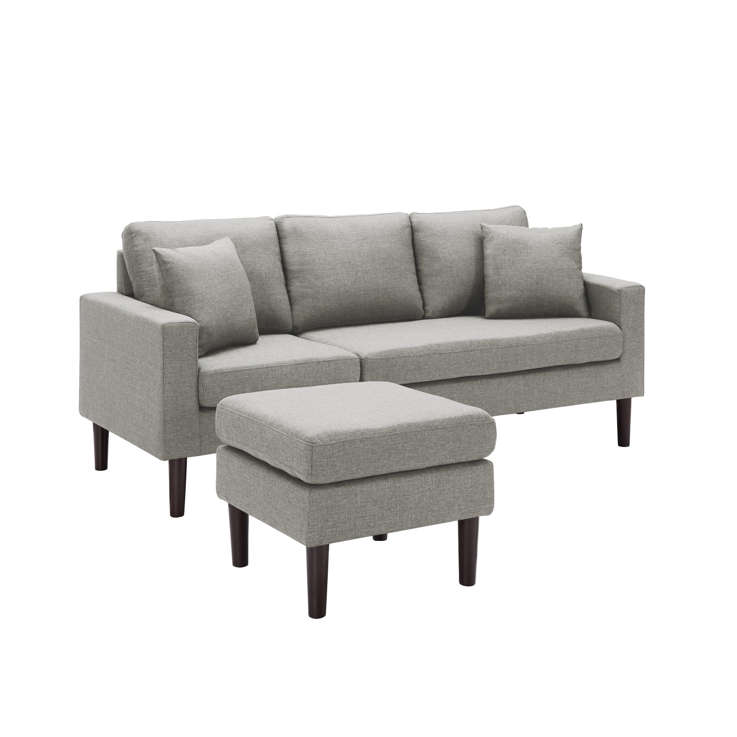 Kadyn 72" Sectional Sofa, L-Shaped Sofa with 2 Pillows, Fabric 3-Seat Sofa for Living Room, Light Grey
