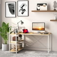 thumbnail image 3 of Patiojoy 59 Inch L-Shaped Computer Desk Large Reversible Corner Desk w/ Open Storage Shelves Space-Saving Writing Study Table PC Laptop Gaming Desk White + Natural, 3 of 10