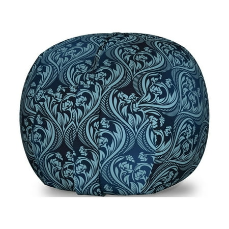 Victorian Storage Toy Bag Chair  Ornamental Renaissance Flourish with Venetian Design in Blue Shades  Stuffed Animal Organizer Washable Bag  Small Size  Dark Blue and Pale Blue  by Ambesonne