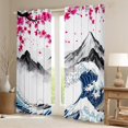 thumbnail image 2 of jejeloiu Japanese Wave Black Out Curtains,Ink Mountain Pattern Curtains Pack of 2 (42x63 Each),Pink Cherry Floral Bedroom Curtains For Men Women,Ultra Soft Home Decor, 2 of 6
