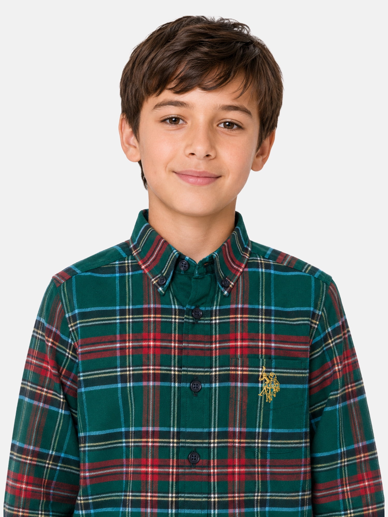 U.S. Polo Assn. Boys Long Sleeve Button Up Shirt, Sizes 4-18