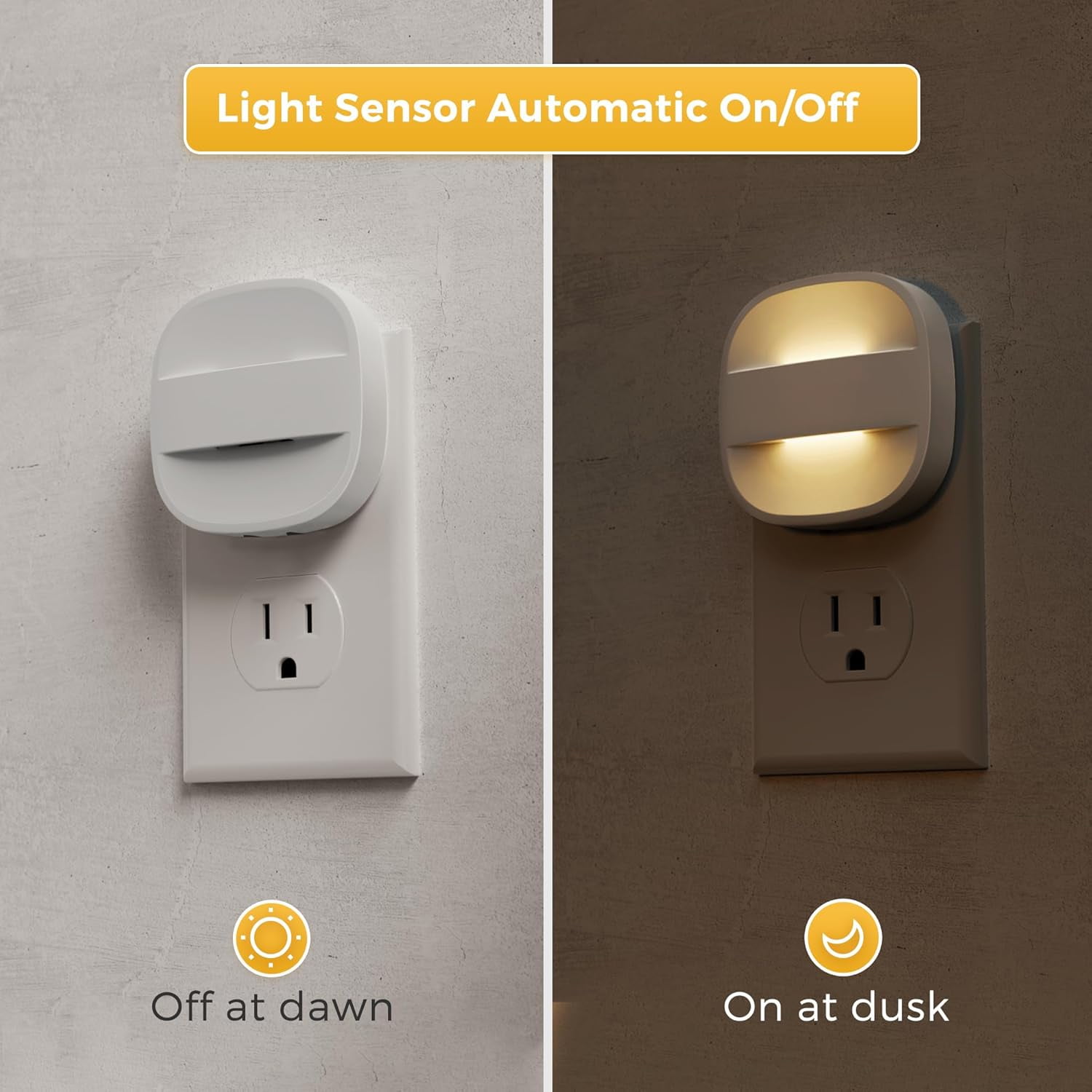 Night Light Plug in, Foldable Night Lights Plug into Wall with Dusk to Dawn Sensor, 2 Brightness Level, Ideal Nightlight for Bathroom, Hallway, Kitchen, 3000K Soft White, 2 Pack