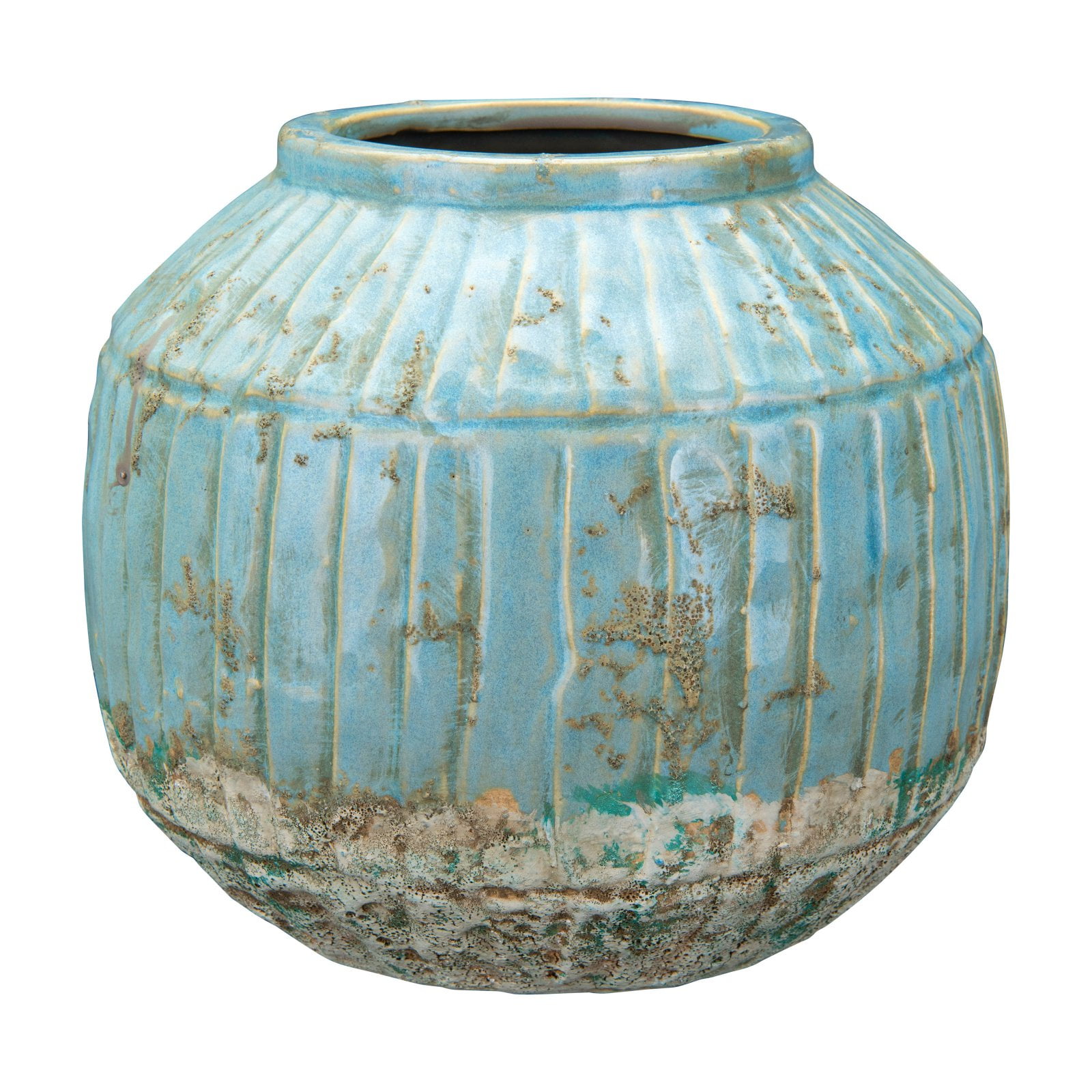 3R Studios Large Distressed Blue Terracotta Planter