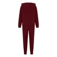 thumbnail image 7 of 2 Piece Casual Outfits for Women Fuzzy Fleece Zip up Hoodies Sweatshirt Sweatpants Fall Loose Sport Sweatsuits Set, Wine, S, 7 of 7