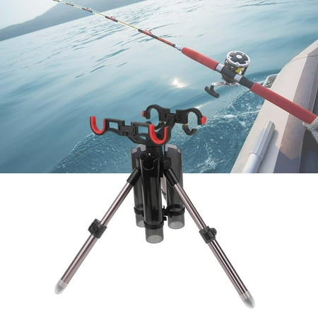 koolsoo Adjustable Fishing Rod Holder Fishing Rod Tripod Bracket Men Birthday Gift Foldable Stand Holder Pole Storage for Ship Marine Gray Black 39cm