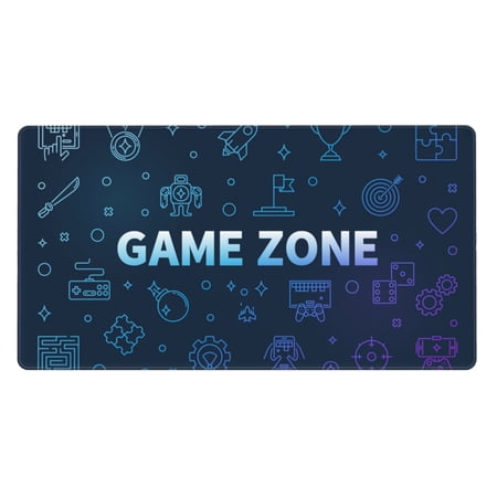 ZICANCN Gaming Mouse Pad, Blue Game Icons Large Mouse Mat Desk Pad, Keyboard Mouse Mat, 15.8x29.5 inch