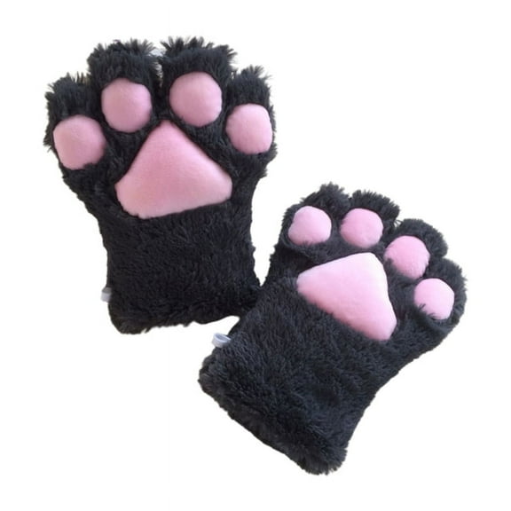 ZPAQI Cute Bear Cat Paw Gloves Winter Warm Fluffy Plush Lolita Anime Cosplay Mittens