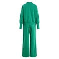 thumbnail image 6 of Towmus Women's 2 Piece Lounge Sets Casual Fall Travel Outfits Fashion Wide Leg Tracksuit V Neck Loungewear Baggy Comfy Sweatsuits, Green, M, 6 of 6