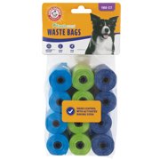 Arm & Hammer Disposable Dog Waste Bag Refills, Assorted Colors, 180 Count