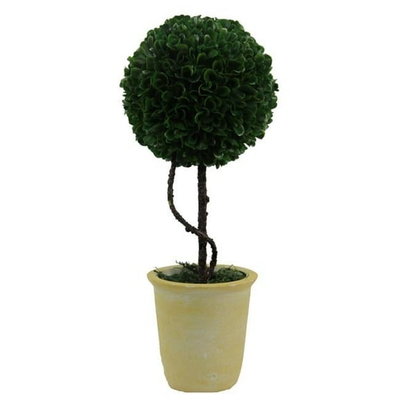 Admired By Nature ABN5P010-GRN 13 in. Faux Preserved Artificial Boxwood Ball Topiary Plant Tabletop in Pot