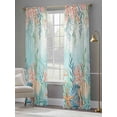 thumbnail image 4 of Ocean Starfish Seaweed Sheer Curtains 96 Inch Length 2 Panels for Living Room, Summer Coastal Beach Shell Coral Teal Voile Kitchen Curtain Set, Luxury Privacy Drapes Window Treatment for Bedroom, 4 of 7