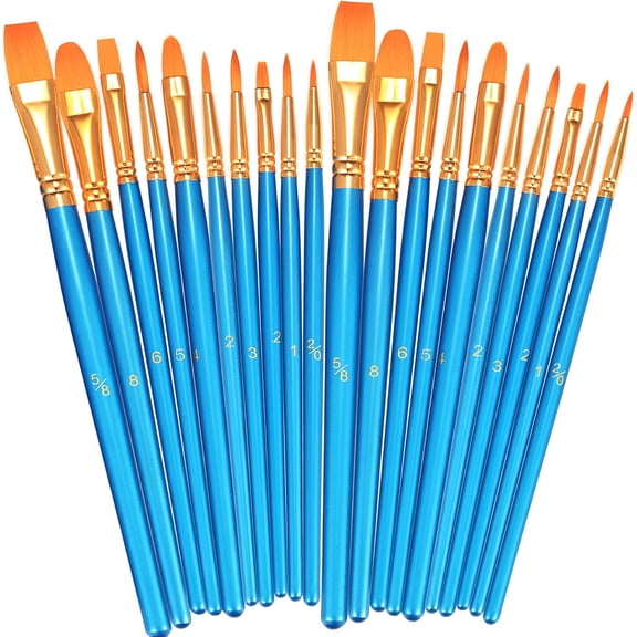 CCOCC Paint Brushes Set, 2 Pack 20 Pcs Round-Pointed Tip Nylon Hair Artist Acrylic Paint Brushes for Acrylic Painting Oil Watercolor, Face Nail Art, Canvas, Miniature Detailing