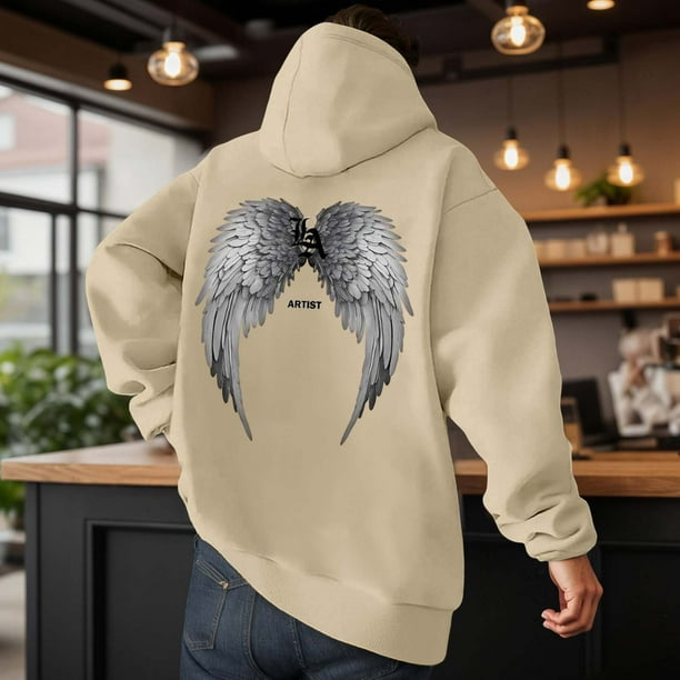 WILLBEST Sudadera con Capucha Informal con Estampado De Ángel De Invierno, Sudadera con Forro Suave y Bolsillo Frontal para Exteriores, Ropa De Calle Cómoda Chica