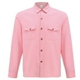 thumbnail image 4 of Men's Shirts Solid Color Casual Loose Business Long Sleeve with Double Pocket Shirt Top XL, 4 of 7