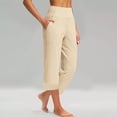 thumbnail image 2 of ABATAB Capri Pants for Women Yoga High Waist Crop Trousers with Pockets Loose Straight Leg Workout Exercise Gym Pants, 2 of 7