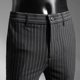 thumbnail image 4 of Pantalones de verano a rayas recortados para hombre, pantalón de traje masculino con drapeado fluido, nuevo y elegante, de alta calidad, estilo coreano, ropa elegante, 4 of 5