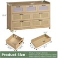 thumbnail image 6 of 7 Drawer Dresser for Bedroom, Rattan Chest of Drawers with LED Lights, Wood Storage Dresser Chest with Metal Handle, Modern Dresser for Closet,Bedroom,Living Room,Hallway, 6 of 8