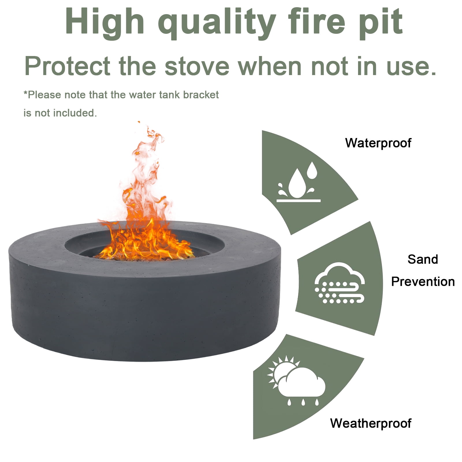 HZWDD Propane Outdoor Fire Pit Table, Propane Gas Patio Fire Table 50000 BTU Flint & Concrete Look for Deck, Backyard and Pool