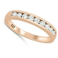 thumbnail image 4 of CHOOSE YOUR COLOR White CZ Rose Gold-Tone Ring .925 Sterling Silver Band Jewelry Female Size 9, 4 of 4