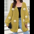 thumbnail image 4 of Suéteres Femeninos con Cuello en V, Larga, Estampado Floral, de Punto Abierto, Sin Botones, de Moda, para Exteriores. Mostaza Talla Única, 4 of 8