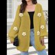 thumbnail image 4 of Suéteres Femeninos con Cuello en V, Larga, Estampado Floral, de Punto Abierto, Sin Botones, de Moda, para Exteriores. Mostaza Talla Única, 4 of 8