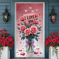thumbnail image 6 of Pink Roses Love Banner Heart-shaped Romantic Display Purple Bow Green Leaves Valentine Backdrop for Valentine's Day Wedding Anniversary, 6 of 9