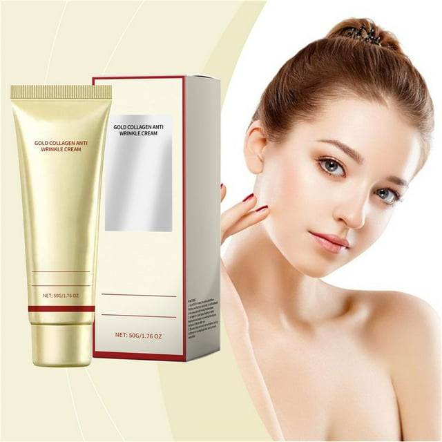 Fiudx Crema Antiarrugas Dorada, Hidratación Duradera, Reduce Líneas de Expresión, Piel Elástica, Crema Facial para Hombres, Ácido Hialurónico, Piel Grasa/Seca/Mixta, 50 G
