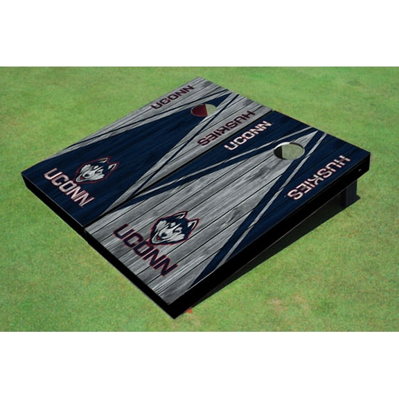 University of Connecticut "UConn" Alternating Wood Look Triangle Cornhole Boards