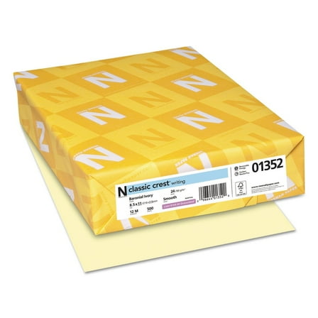 Neenah Paper 01352 8.5 in. x 11 in. 24 lbs. Bond Weight CLASSIC CREST Stationery - Baronial Ivory (500/Ream)