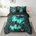 thumbnail image 3 of Manfei Dreamy Green Butterfly 7-Piece Twin Bedding Sets, Couple Romantic Anniversary Bedding Comforter Set, Tribal Paisley Reversible Sheet Sets, Microfiber Bedroom Decor, 3 of 8