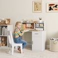 thumbnail image 2 of Qaba Kids Desk and Chair Set, Study Table and Chair Set with Storage, White, 2 of 10