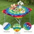 thumbnail image 4 of Rainbow Tie Dye Mandala Flower Pattern Square Fitted Tablecloth with Elastic Edge,Square Table Cover,Washable Elastic Table Cover for Home Kitchen Party Decor 34"x34", 4 of 6