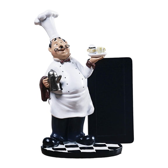 Chef Figurine with Chalkboard for Counter Top Restaurant Tabletop Decoration