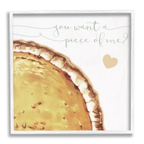 Stupell Industries Want a Piece Of Me Funny Pumpkin Pie Graphic Art White Framed Art Print Wall Art, 17x17, by Daphne Polselli