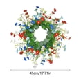 thumbnail image 3 of Front Door Independence Day Wreath 17.7 Inch Green Leaves Flowers Floral Hanging for Porch Wall Window Fireplace Entryway Home Office 4th Of July Memorial Day Veterans Day Porch Wall Seasonal Decor, 3 of 7