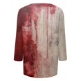 thumbnail image 7 of WTOBBY Women's Vintage Halloween Print V-Neck 3/4 Sleeve Casual Top Loose Fit Blouse Tee for Fall Festivities and Daily Fashion Wear,Red 3XL, 7 of 7