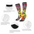 thumbnail image 4 of Women's Knee High Socks Autism Awareness Puzzle Flag Outdoor Casual Tube Socks, 4 of 7